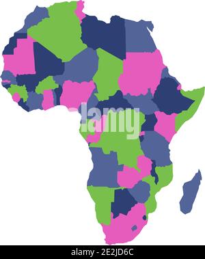 Political map of Africa continent in four colors on white background. Vector illustration. Stock Vector