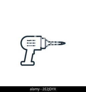 Industrial drill outline vector icon. Thin line black industrial drill icon, flat vector simple element illustration from editable industry concept is Stock Vector
