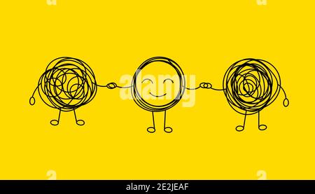 Group psychological training logo. Problem solving icon. Psychologist vector doodle illustration Stock Vector