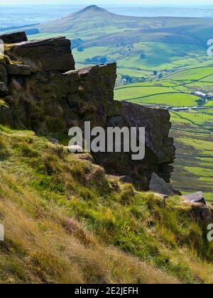 Rocks on hillside at Shining Tor in the Goyt Valley on the Derbyshire and Cheshire border in the Peak District National Park England UK Stock Photo
