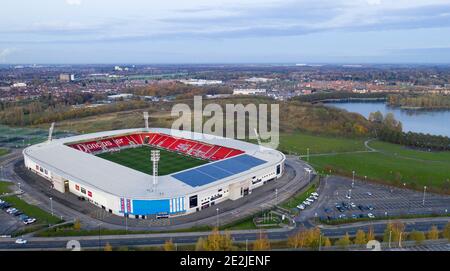 An aerial view of The Keepmoat Stadium, the home of Doncaster Rovers Football Club Copyright 2020 © Sam Bagnall Stock Photo