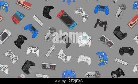 Video game controller gamepad background Gadgets and devices seamless pattern Stock Photo