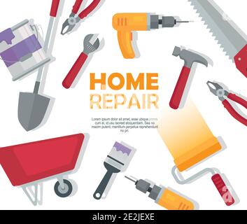bundle of construction tools set icons and lettering pattern Stock Vector