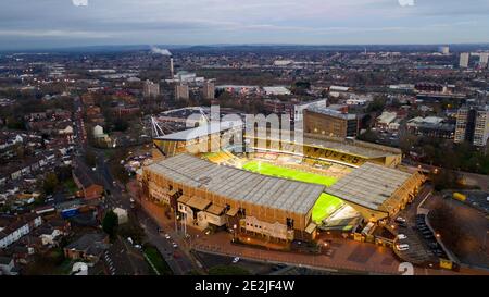 An aerial view of  Molineux the home stadium of Wolverhampton Wanderers Copyright 2020 © Sam Bagnall Stock Photo