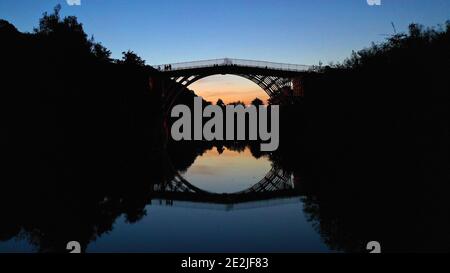 The Ironbridge on the River Severn in Shropshire at sunset Copyright 2020 © Sam Bagnall Stock Photo