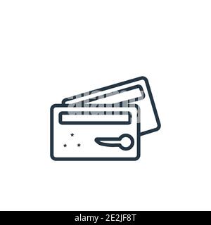 Key card outline vector icon. Thin line black key card icon, flat vector simple element illustration from editable hotel concept isolated stroke on wh Stock Vector