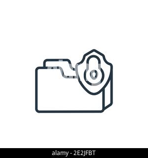 Folder security outline vector icon. Thin line black folder security icon, flat vector simple element illustration from editable internet security con Stock Vector