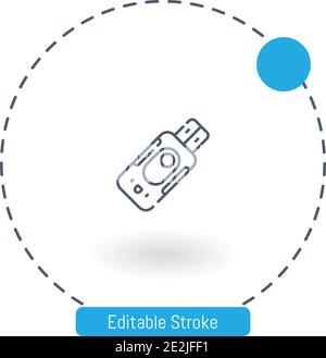 pendrive vector icon editable stroke outline icons for web and mobile Stock Vector