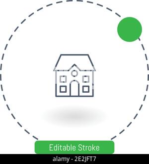 school vector icon editable stroke outline icons for web and mobile Stock Vector