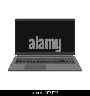 Modern frameless Laptop isolated on a white background Flat style illustration Stock Photo