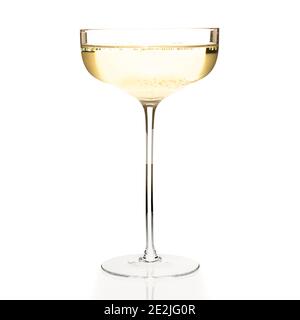 Champagne or Prosecco sparkling wine in tall stemmed champagne coupe Stock Photo