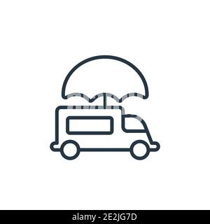 Moving insurance outline vector icon. Thin line black moving insurance icon, flat vector simple element illustration from editable insurance concept i Stock Vector