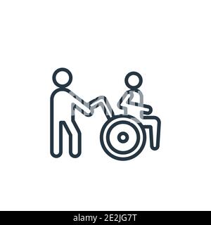Helping outline vector icon. Thin line black helping icon, flat vector simple element illustration from editable humans concept isolated stroke on whi Stock Vector