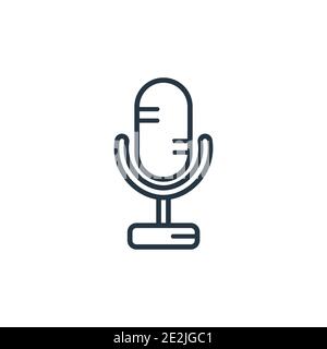 Radio mic outline vector icon. Thin line black radio mic icon, flat vector simple element illustration from editable hardware concept isolated stroke Stock Vector
