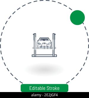 car lift vector icon editable stroke outline icons for web and mobile Stock Vector