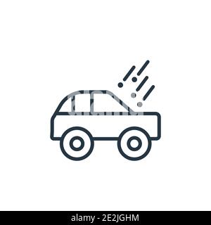 Hail on the car outline vector icon. Thin line black hail on the car icon, flat vector simple element illustration from editable insurance concept iso Stock Vector