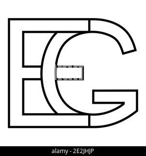 Logo sign eg and ge icon sign interlaced letters G, E vector logo eg, ge first capital letters pattern alphabet e, g Stock Vector