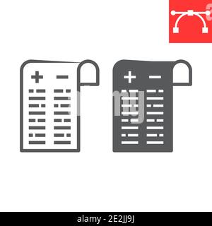 Pros and cons line and glyph icon, test and choose, pros and cons sign vector graphics, editable stroke linear icon, eps 10. Stock Vector
