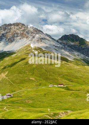 Mountain landscape along the road to Stelvio pass, Sondrio province ...