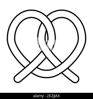 Soft pretzel twisted knot bread, vector pretzel bakery product made dough with a knot Stock Vector