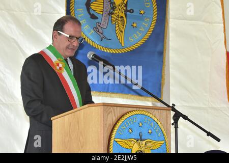 Napoli, Italia. 14th Jan, 2021. il sindaco di Gaeta Cosmo Mitrano durante 50Â° anno della USS Mount Whitney, News in Napoli, Italia, 14 gennaio 2021 Credit: Independent Photo Agency/Alamy Live News Stock Photo