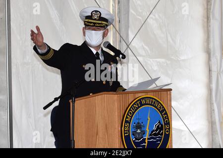 Napoli, Italia. 14th Jan, 2021. comandante Dave Pollard durante 50Â° anno della USS Mount Whitney, News in Napoli, Italia, 14 gennaio 2021 Credit: Independent Photo Agency/Alamy Live News Stock Photo