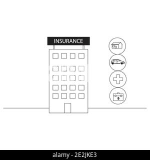 Insurance shopping vector concept: insurance office building Stock Vector