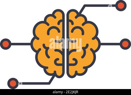Artificial intelligence super brain vector icon. Human brain connected to network. Stock Vector