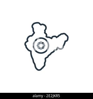 India outline vector icon. Thin line black india icon, flat vector simple element illustration from editable india concept isolated on white backgroun Stock Vector