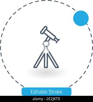 telescope vector icon editable stroke outline icons for web and mobile Stock Vector