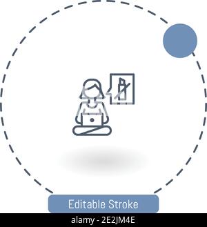 home office vector icon editable stroke outline icons for web and mobile Stock Vector