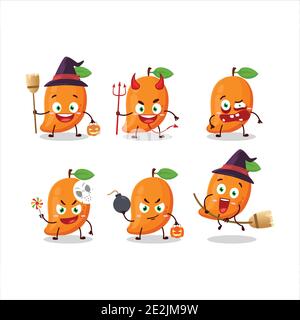 Halloween expression emoticons with cartoon character of mango. Vector illustration Stock Vector