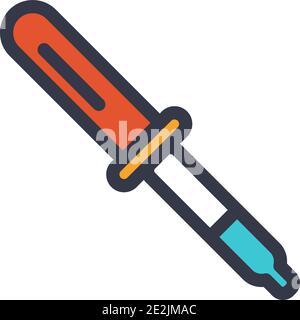 Pipette dropper laboratory equipment vector icon. Lab objects. Stock Vector
