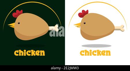 logo chicken in the form of a chicken leg for asian cuisine 1 Stock Vector