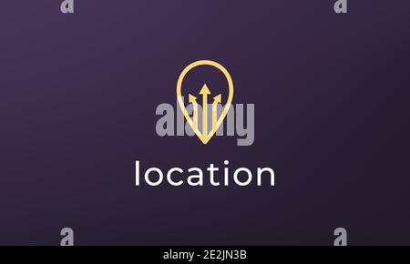 Simple pin position logo. abstract destination location icon, route direction symbol design Stock Vector