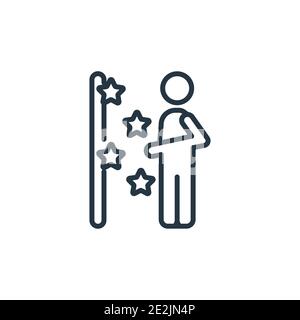 Star space magic editable stroke black line set. Thin outline simple ...