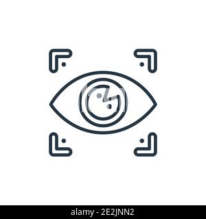 Eye scan outline vector icon. Thin line black eye scan icon, flat vector simple element illustration from editable future technology concept isolated Stock Vector