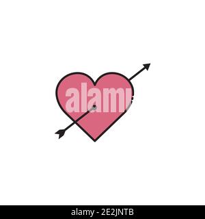 heart lineal color icon with arrow. love symbol. simple design editable. Design template vector Stock Vector