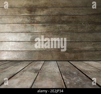 vintage brown wood planks on floor and wall Stock Photo