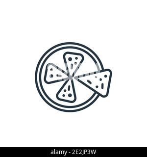 Pizza slice cut outline vector icon. Thin line black pizza slice cut icon, flat vector simple element illustration from editable food concept isolated Stock Vector