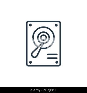 Hard disc outline vector icon. Thin line black hard disc icon, flat vector simple element illustration from editable networking concept isolated on wh Stock Vector