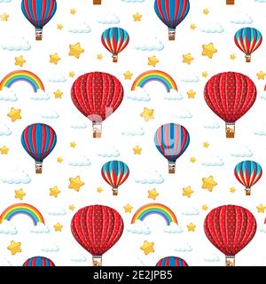 Seamless colorful balloon with rainbow and star pattern illustration Stock Vector