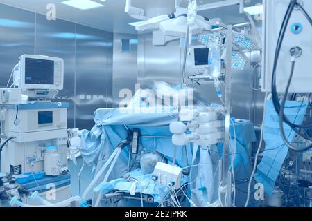 Operating room with equipment in hospital. Stock Photo