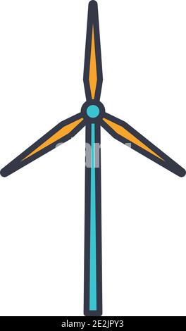 Windmill turbine generated wind energy vector icon Stock Vector