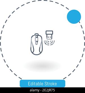 wireless mouse vector icon editable stroke outline icons for web and mobile Stock Vector