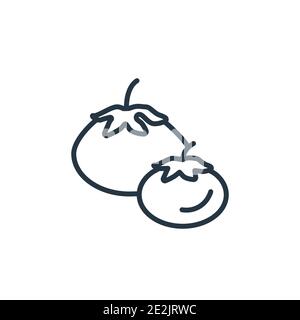 Tomato outline vector icon. Thin line black tomato icon, flat vector simple element illustration from editable fruits concept isolated stroke on white Stock Vector