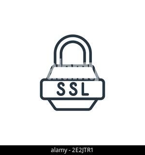 Ssl outline vector icon. Thin line black ssl icon, flat vector simple element illustration from editable internet security concept isolated on white b Stock Vector