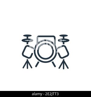 Drum set outline vector icon. Thin line black drum set icon, flat vector simple element illustration from editable hobbies concept isolated stroke on Stock Vector