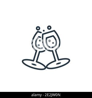 Glasses of wine outline vector icon. Thin line black glasses of wine icon, flat vector simple element illustration from editable food concept isolated Stock Vector
