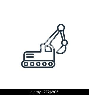 Excavator outline vector icon. Thin line black excavator icon, flat vector simple element illustration from editable industry concept isolated stroke Stock Vector